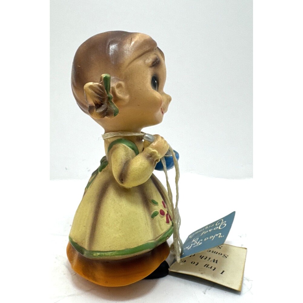 Josef Originals VTG Wee Folks Elf Girl Holding bowl of food Ceramic Figurine - Picture 9 of 11